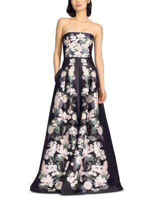 Gillian Printed Strapless Gown