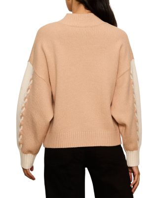 Color Blocked Mock Neck Sweater