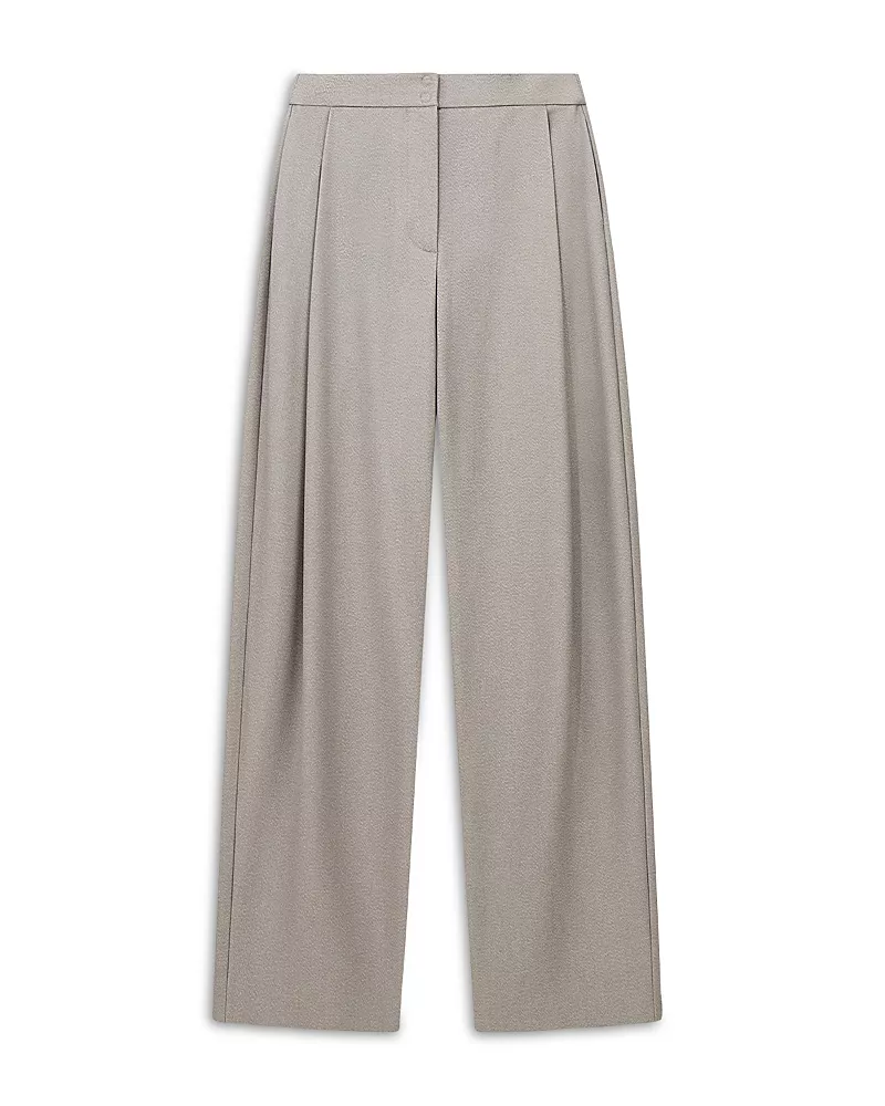 Emporio Armani Cotton Pleated Wide Leg Pants