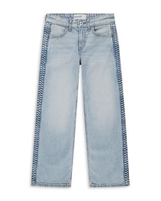 Girls' High Rise Braided Cotton Blend Wide Leg Jeans - Big Kid