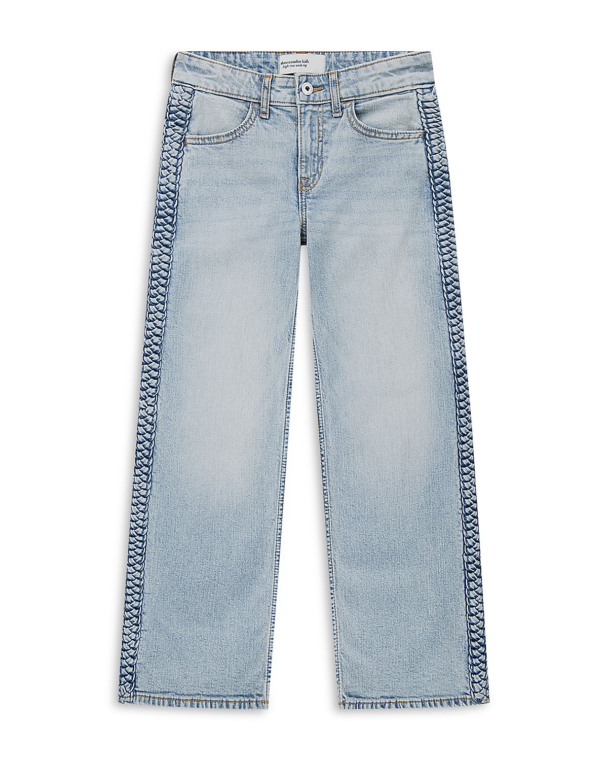abercrombie kids Girls' High Rise Braided Cotton Blend Wide Leg Jeans - Big Kid