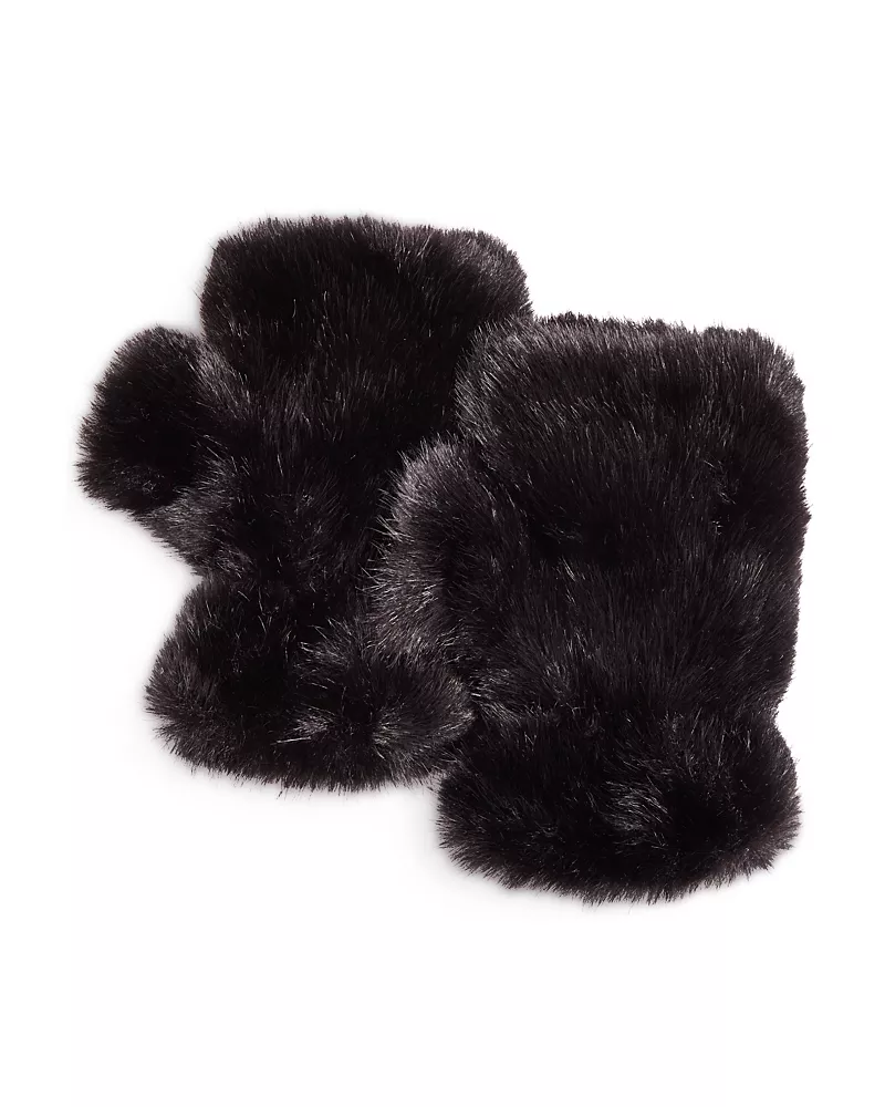 Aqua Faux Fur Fingerless Gloves - Exclusive