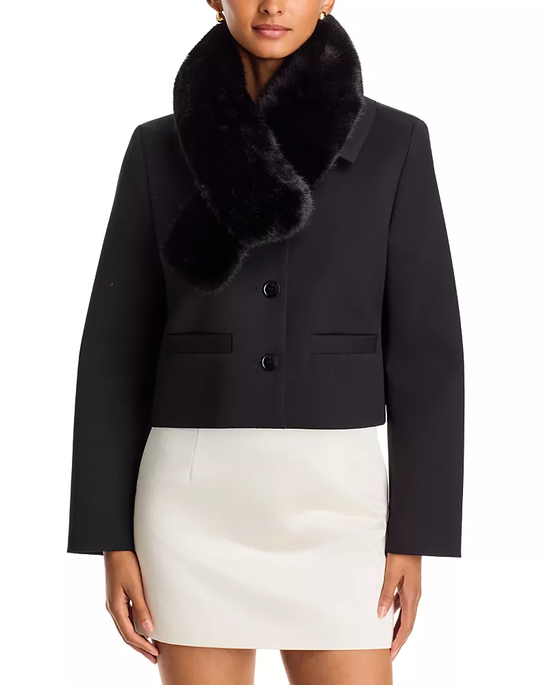 Aqua Faux Fur Skinny Scarf - Exclusive