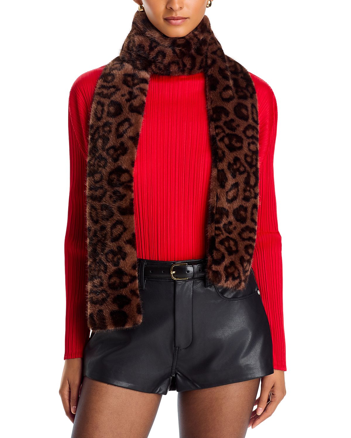 Aqua Faux Fur Skinny Scarf - Exclusive
