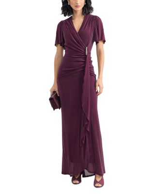 Alexis Shimmer Ruched Maxi Dress