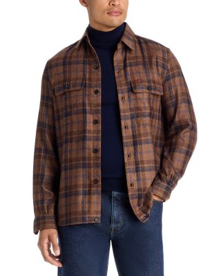 Plaid Wool & Silk Two Pocket Overshirt