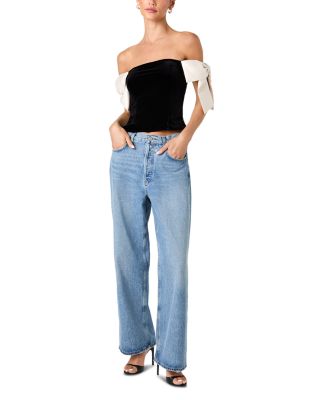 Carey Velvet Bow Trim Top - thumbnail 6