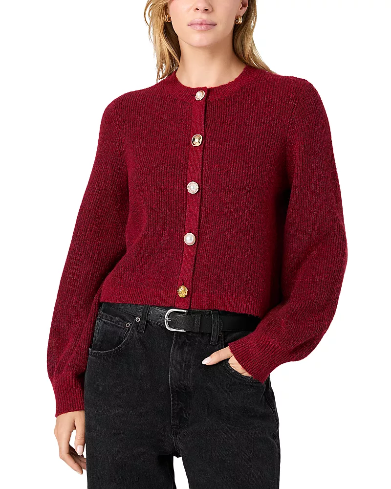 French Connection Koda Crewneck Knit Cardigan Sweater