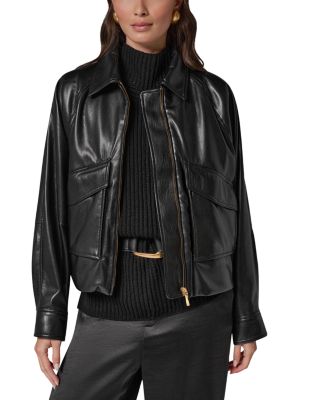 Faux Leather Zip Front Jacket