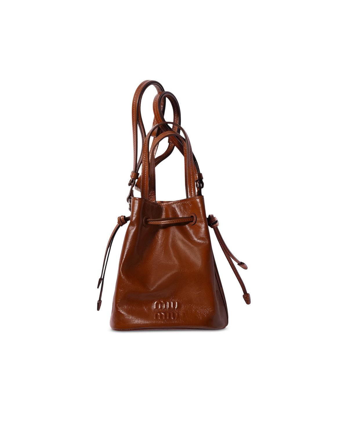 Miu Miu Shiny Leather Pouch in Brown