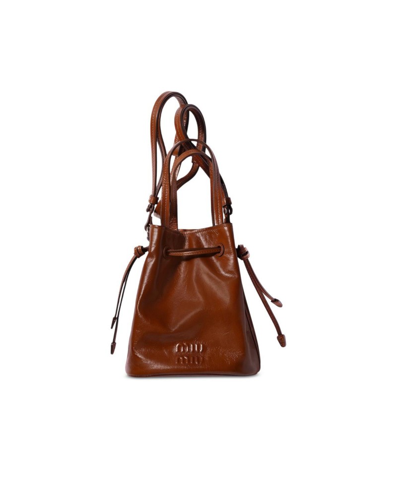 Miu Miu Shiny Leather Pouch in Brown