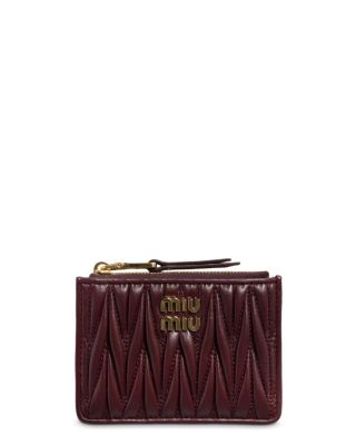 Matelasse Nappa Leather Zipper Card Holder