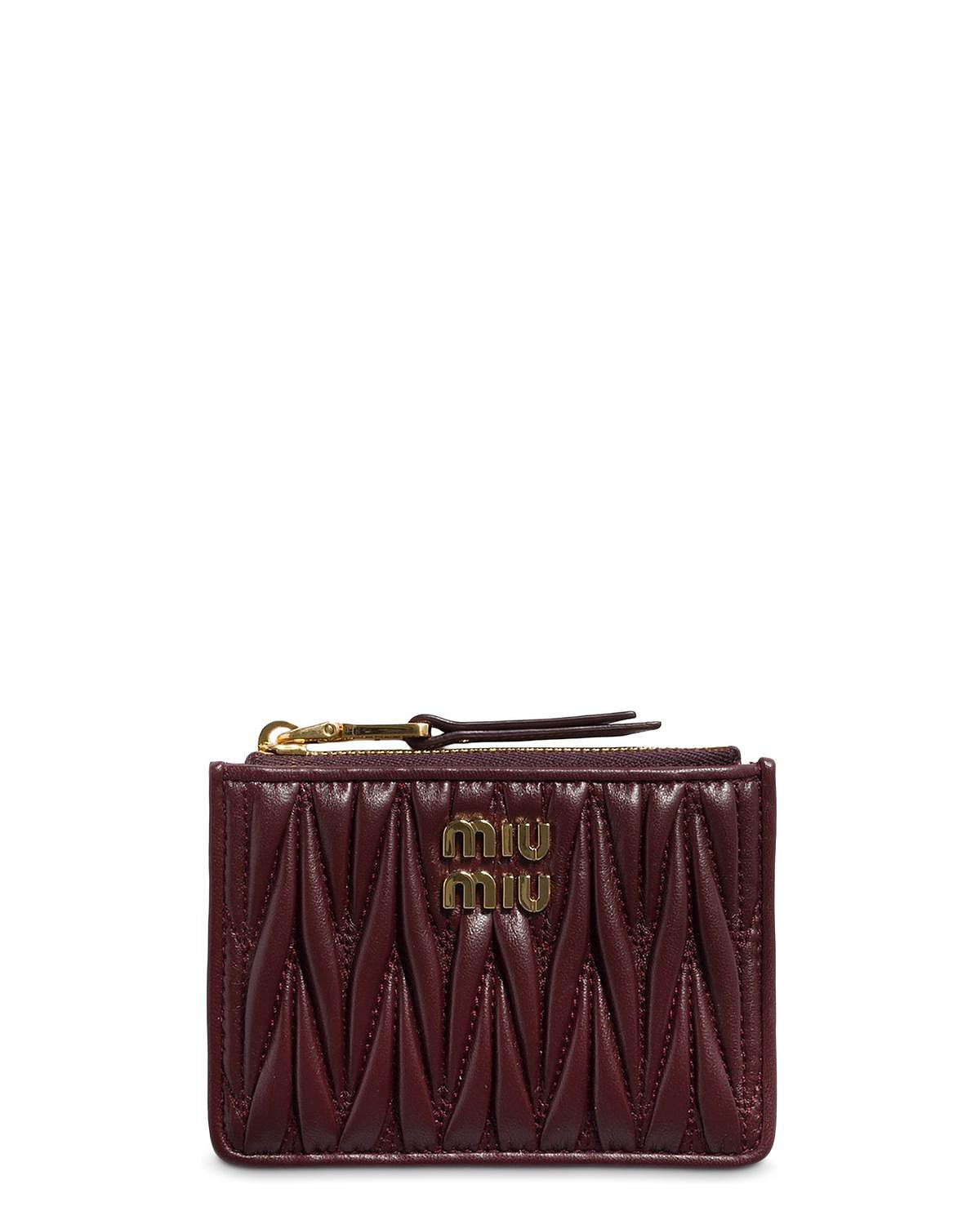Miu Miu Matelasse Nappa Leather Zipper Card Holder