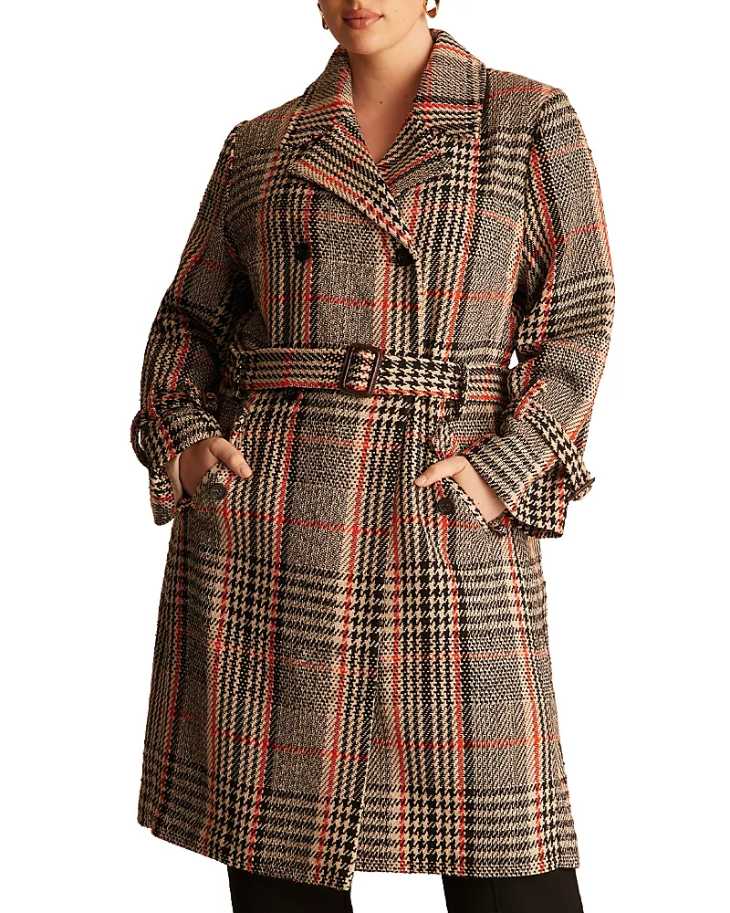 Estelle Plus Bella Belted Plaid Coat