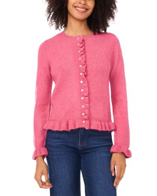 CeCe Ruffle Edge Long Sleeve Cardigan Sweater