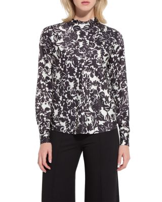 Evan Crystal Rhinestone Embellished Satin Blouse