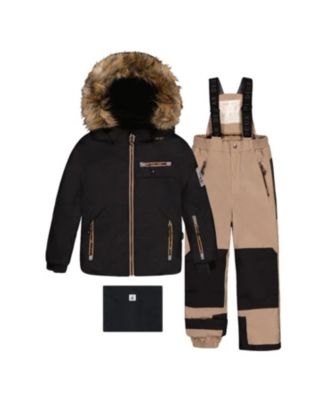  Boys' Play Fleece Hood Jacket & Reinforced Pants Two Piece Snowsuit - Little Kid