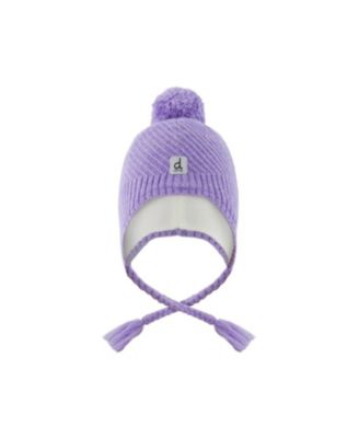  Girls' Winter Peruvian Fleece Lined Ear Flap Knit Hat with Pompom - Little Kid, Big Kid