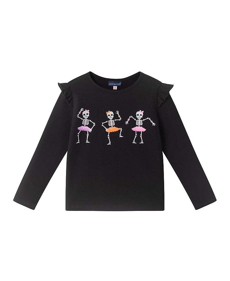 Andy & Evan Girls' Ruffle Shoulder Graphic Tee - Little Kid