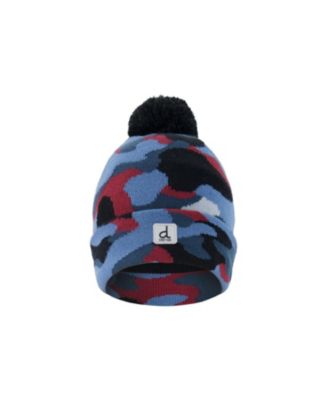  Boys' Winter Camouflage Jacquard Snug Fit Knit Hat with Pompom - Little Kid, Big Kid