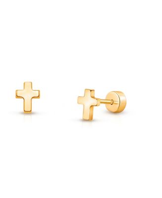 Girls' 14K on Titanium Golden Cross Stud Earrings - Baby, Little Kid, Big Kid