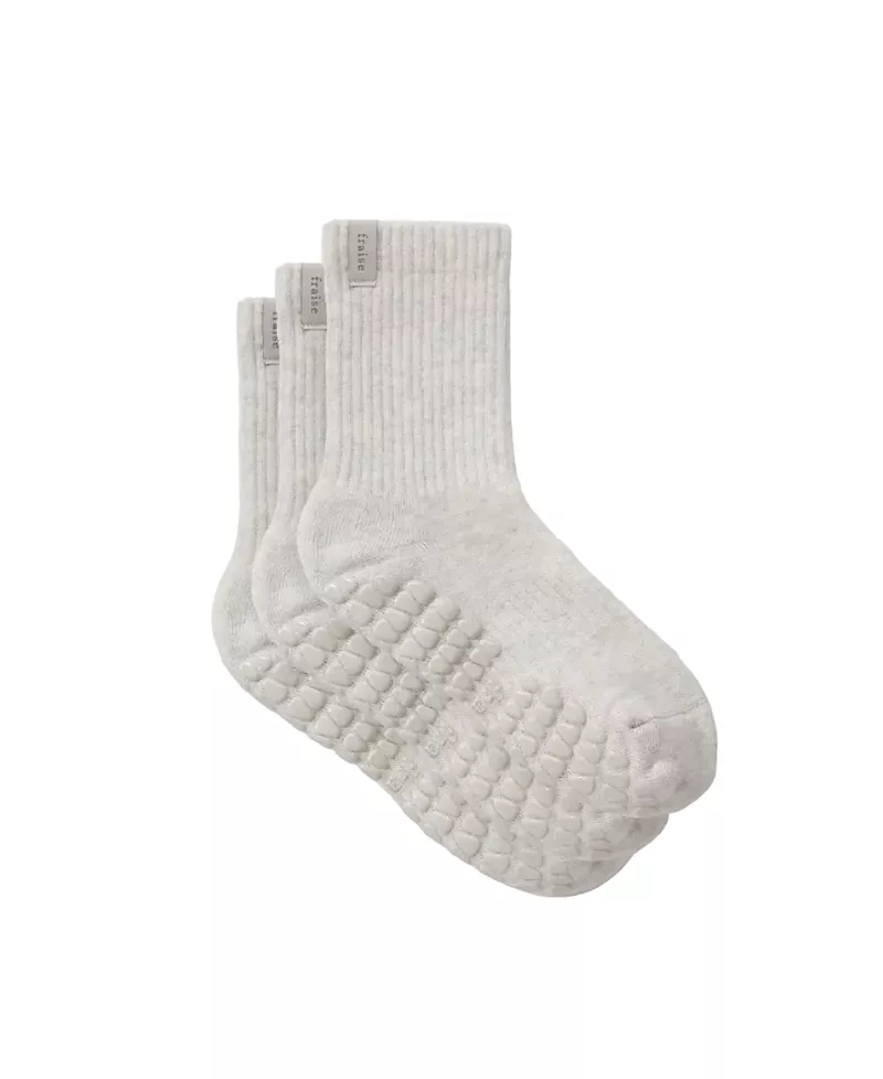 Fraise Heather Oat Trio Grip Socks, Pack of 3