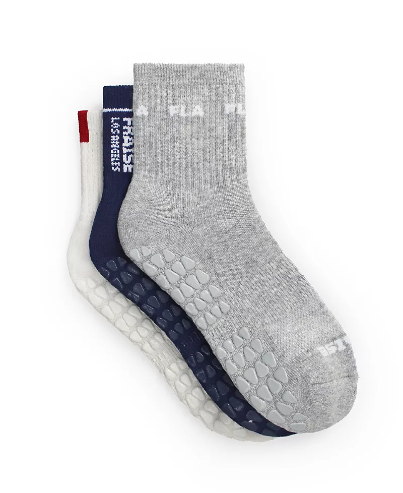 Fraise Sport Set Grip Socks, Pack of 3