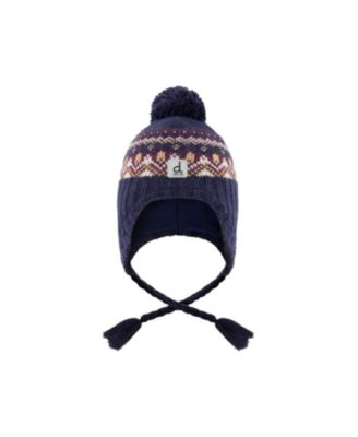  Boys' Winter Fair Isle Earflap Peruvian Knit Hat with Pompom - Little Kid, Big Kid