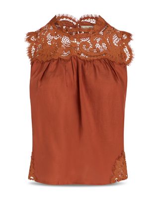 Naiomi Silk & Cotton Lace Yoke Top