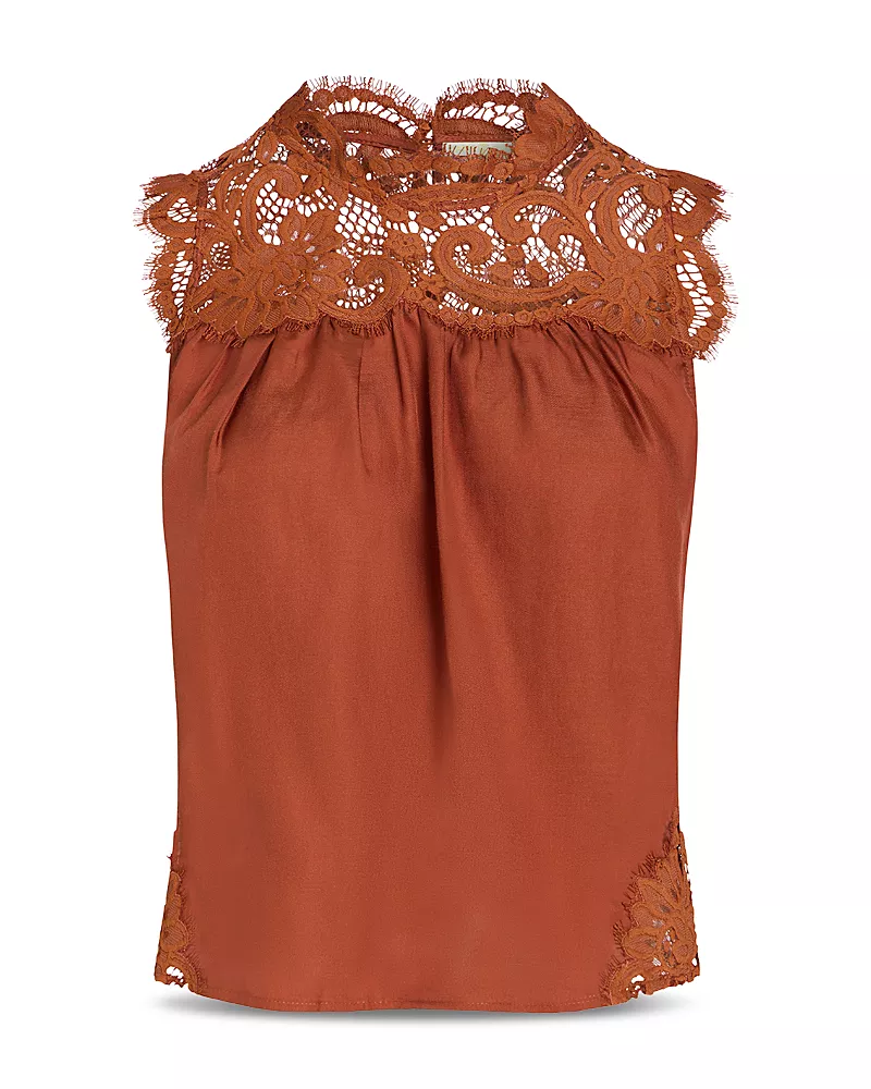 Marie Oliver Naiomi Silk & Cotton Lace Yoke Top
