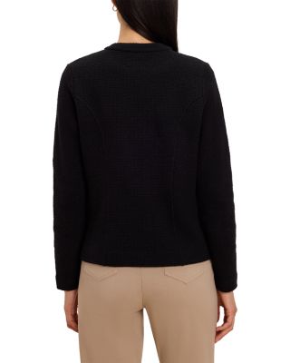 Trimmed Weave Mixed Knit Jacket - thumbnail 7