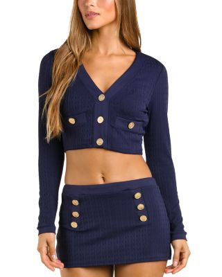 Adaline Cable Knit Solids Swim Cardigan