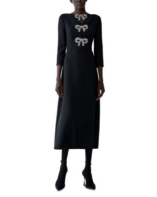 Embellished Bow Trim Midi Dress