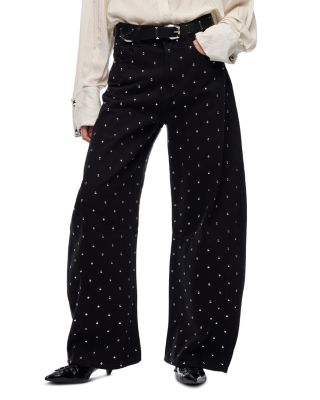 Emma Egg Studded Barrel Jeans in Black