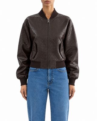 Yulia Faux Leather Bomber Jacket