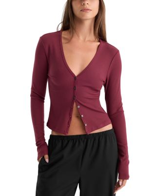 The Rib V Neck Cardigan Tee