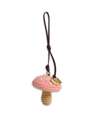 Mushroom Crochet Leather Bag Charm