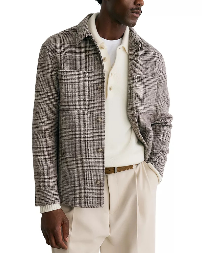 Reiss Gano Prince Of Wales Check Pocket Overshirt