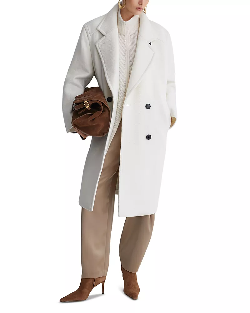 Reiss Kira Double Breasted Wool Blend Coat