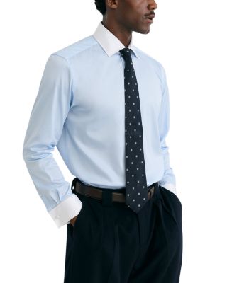 Wells Cotton Blend Stretch Contrast Collar Dress Shirt