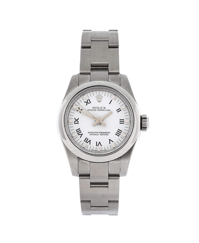 Pre-owned Pre-owned Rolex Rolex Oyster Perpetual Automatic Watch In Stainless Steel 26mm In Dial Color: White