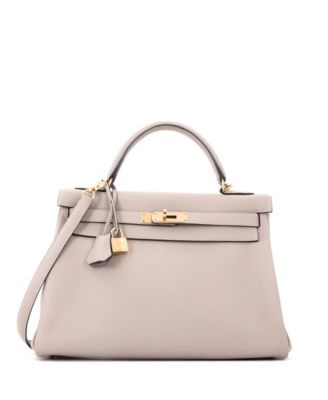 Kelly 28 Handbag Grey Togo with Gold Hardware