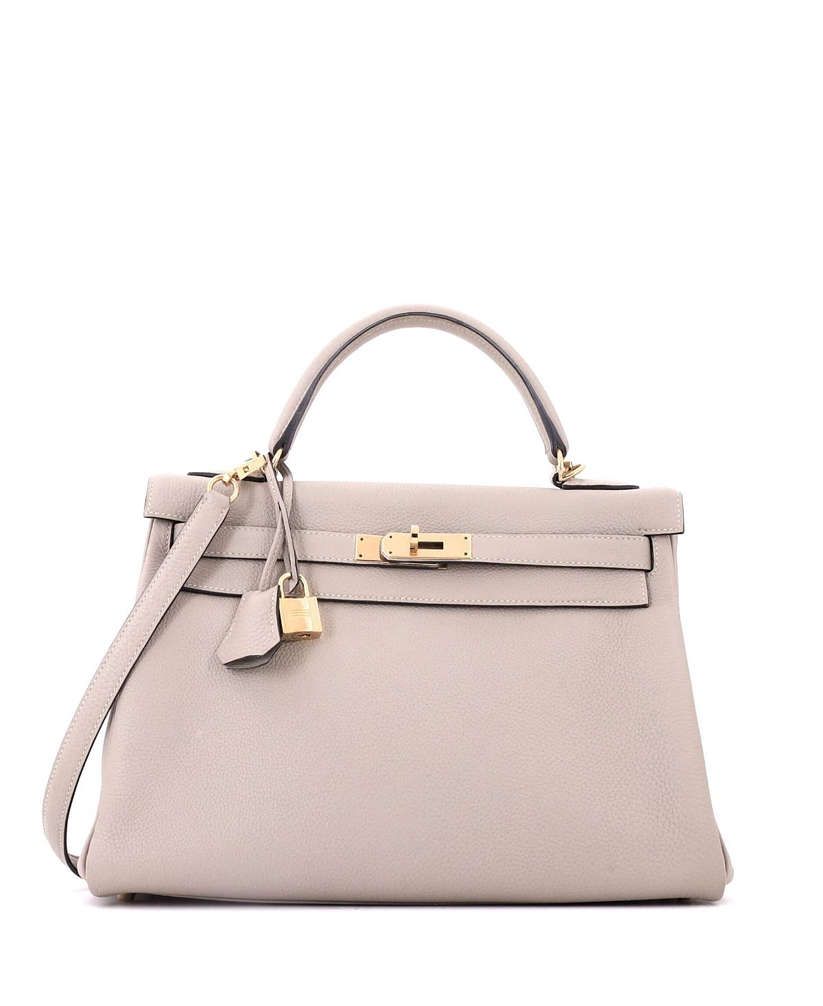 Pre-Owned HERMES Kelly 28 Handbag Grey Togo with Gold Hardware