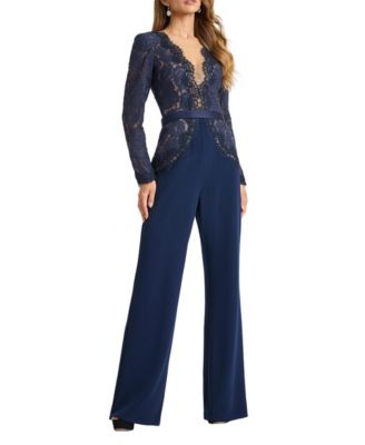 Amaris Plunging Illusion Lace Jumpsuit
