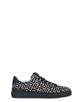  Men's B-court Trainers in Leather and Monogram Jacquard