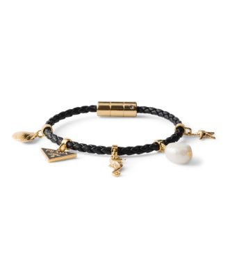  Braided Nappa Leather Charm Bracelet
