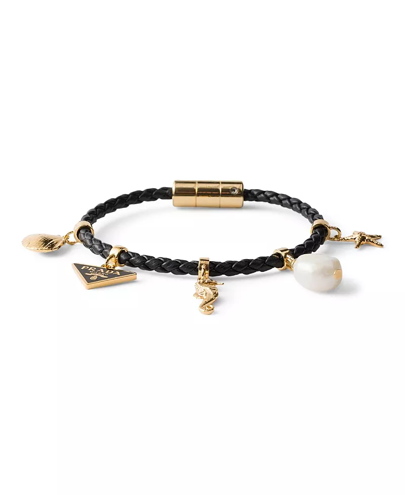 Prada Braided Nappa Leather Charm Bracelet