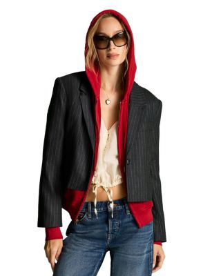 Raven Cropped Pinstriped Blazer