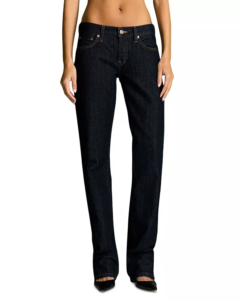 Re/Done Kaia Mid Rise Straight Jeans in Rinsed Romance