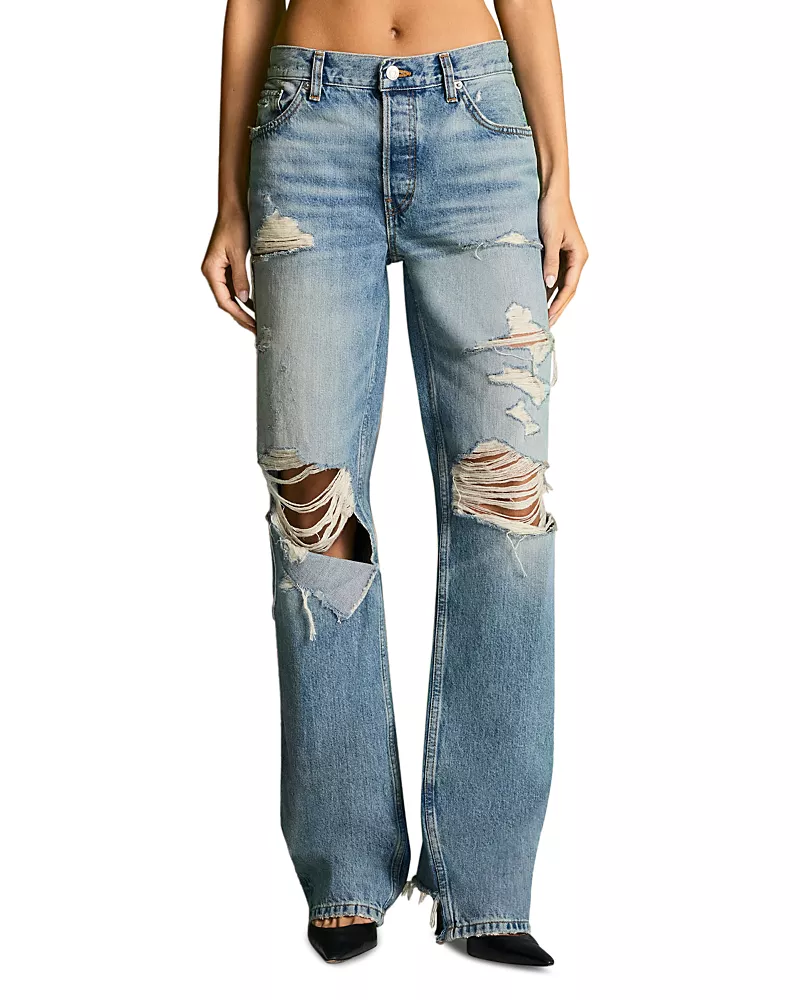Re/Done Bronte High Rise Loose Jeans in Thriller Destroy